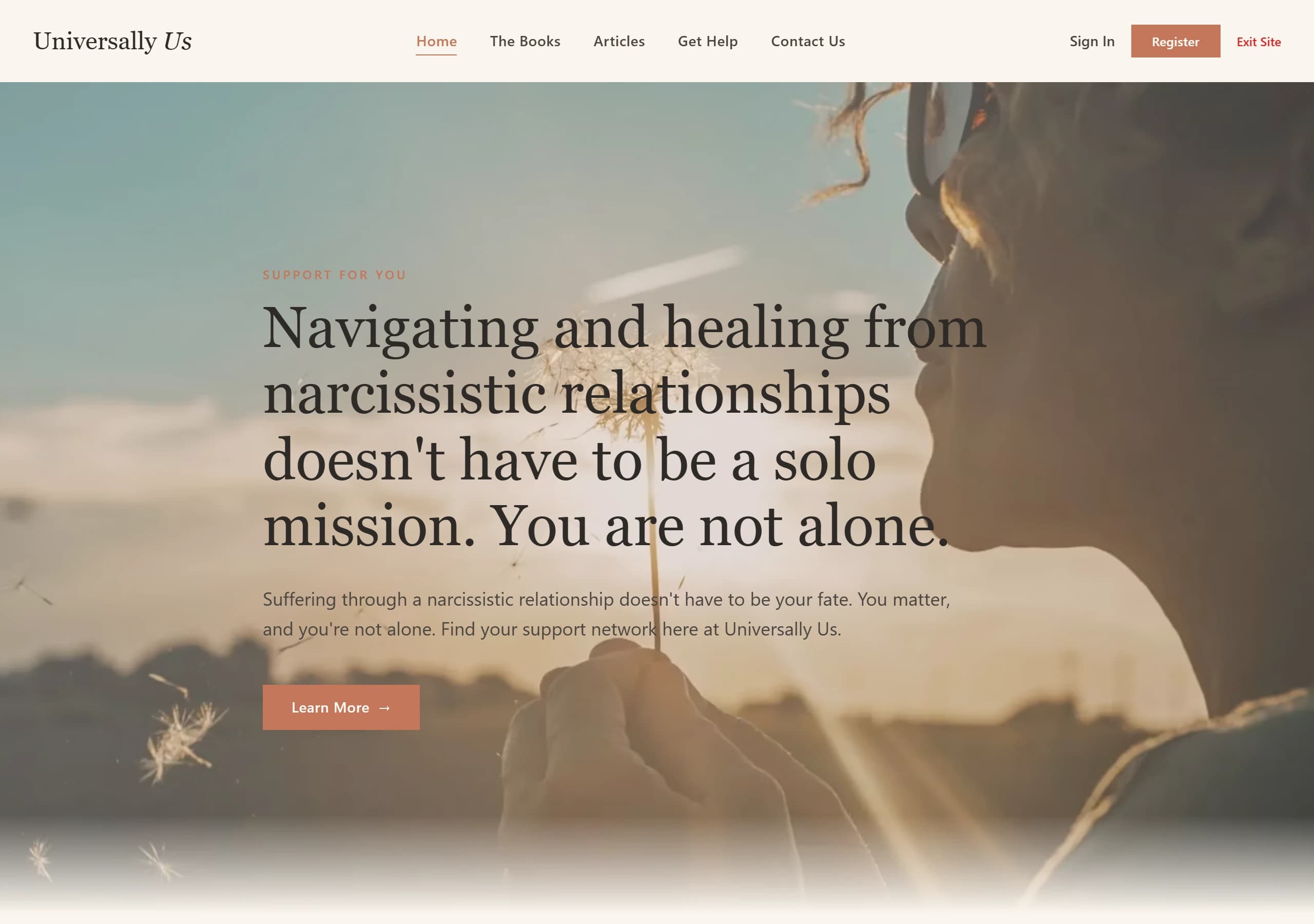Universally Us website by Lume Studio
